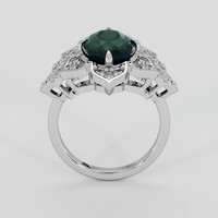 3.50 Ct. Bluish Green Sapphire Ring, 18K White Gold 3