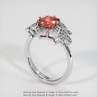 2.59 Ct. Padparadscha Sapphire Ring, 18K White Gold 2