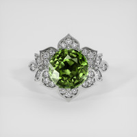 4.01 Ct. Green Sapphire Ring, 18K White Gold 1
