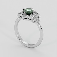 1.28 Ct. Green Sapphire Ring, 18K White Gold 2