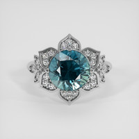 4.62 Ct. Greenish Blue Sapphire Ring, 18K White Gold 1