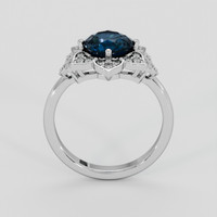 2.41 Ct. Greenish Blue Sapphire Ring, 18K White Gold 3