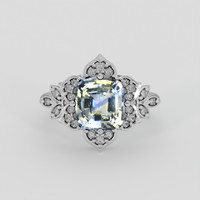 3.09 Ct. Bi Color / Parti Sapphire Ring, 18K White Gold 1