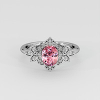 1.11 Ct. Padparadscha Sapphire Ring, 18K White Gold 1