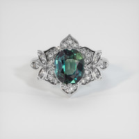 3.01 Ct. Greenish Blue Sapphire Ring, 18K White Gold 1