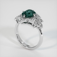 3.01 Ct. Greenish Blue Sapphire Ring, 18K White Gold 2