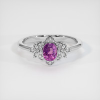 1.02 Ct. Purple Sapphire Ring, 18K White Gold 1