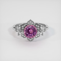 2.10 Ct. Pinkish Purple Sapphire Ring, 18K White Gold 1