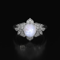 6.04 Ct. Grey Sapphire Ring, 18K White Gold 1