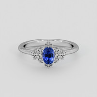 0.70 Ct. Blue Sapphire Ring, 18K White Gold 1