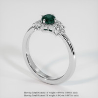 0.91 Ct. Bluish Green Sapphire Ring, 18K White Gold 2