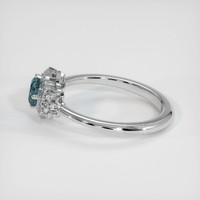 0.64 Ct. Greenish Blue Sapphire Ring, 18K White Gold 4