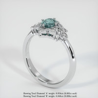 0.71 Ct. Greenish Blue Sapphire Ring, 18K White Gold 2