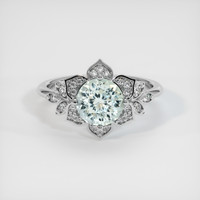 1.92 Ct. Greenish Blue Sapphire Ring, 18K White Gold 1