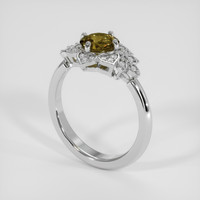 1.41 Ct. Greenish Brown Sapphire Ring, 18K White Gold 2