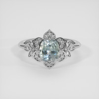 2.43 Ct. Bluish Green Sapphire Ring, 18K White Gold 1