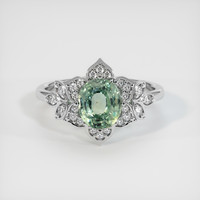 1.82 Ct. Bluish Green Sapphire Ring, 18K White Gold 1