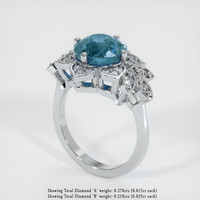 6.99 Ct. Greyish Blue Sapphire Ring, 18K White Gold 2