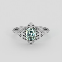 1.20 Ct. Green Sapphire Ring, 18K White Gold 1