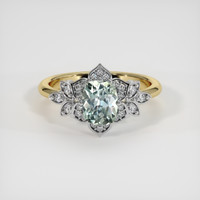 1.35 Ct. Bluish Green Sapphire Ring, 14K White & Yellow 1