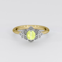 0.71 Ct. Yellowish Green Chrysoberyl Ring, 18K White & Yellow 1