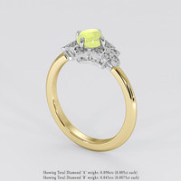 0.71 Ct. Yellowish Green Chrysoberyl Ring, 18K White & Yellow 2