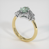 1.35 Ct. Bluish Green Sapphire Ring, 18K White & Yellow 2
