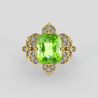 4.71 Ct. Green (Lime Green) Peridot Ring, 10K Yellow Gold 1