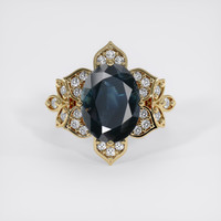 6.17 Ct. Greenish Blue Sapphire Ring, 10K Yellow Gold 1
