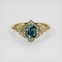 1.36 Ct. Bluish Green Sapphire Ring, 10K Yellow Gold 1