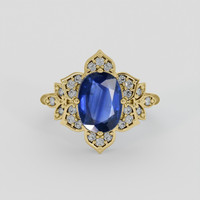 2.56 Ct. Blue Sapphire Ring, 10K Yellow Gold 1