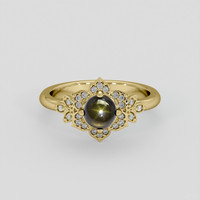 0.82 Ct. Black Sapphire Ring, 10K Yellow Gold 1
