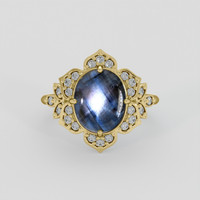 3.65 Ct. Greyish Blue Sapphire Ring, 10K Yellow Gold 1
