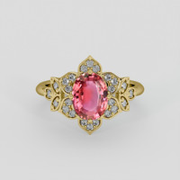 1.51 Ct. Padparadscha Sapphire Ring, 14K Yellow Gold 1