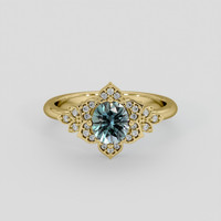1.01 Ct. Greenish Blue Sapphire Ring, 14K Yellow Gold 1