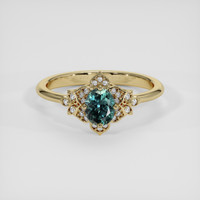 0.46 Ct. Bluish Green Sapphire Ring, 14K Yellow Gold 1
