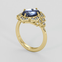 3.65 Ct. Greyish Blue Sapphire Ring, 14K Yellow Gold 2