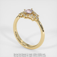 0.58 Ct. Pink Sapphire Ring, 14K Yellow Gold 2