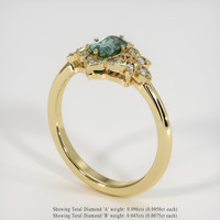 0.54 Ct. Bluish Green Sapphire Ring, 14K Yellow Gold 2