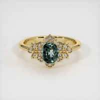 0.76 Ct. Bluish Green Sapphire Ring, 14K Yellow Gold 1