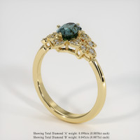 0.76 Ct. Bluish Green Sapphire Ring, 14K Yellow Gold 2
