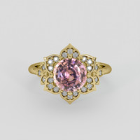 2.19 Ct. Peach Sapphire Ring, 14K Yellow Gold 1