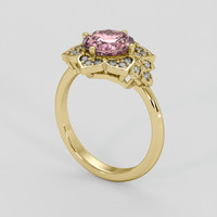 2.19 Ct. Peach Sapphire Ring, 14K Yellow Gold 2