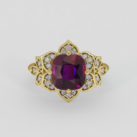 3.55 Ct. Purplish Pink Sapphire Ring, 14K Yellow Gold 1
