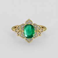 1.13 Ct. Emerald Ring, 18K Yellow Gold 1