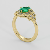 1.13 Ct. Emerald Ring, 18K Yellow Gold 2