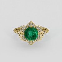 1.38 Ct. Emerald Ring, 18K Yellow Gold 1