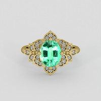 1.50 Ct. Emerald Ring, 18K Yellow Gold 1