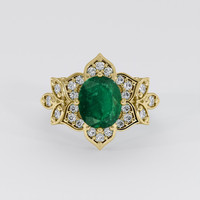 1.76 Ct. Emerald Ring, 18K Yellow Gold 1