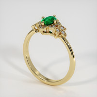 0.44 Ct. Emerald Ring, 18K Yellow Gold 2